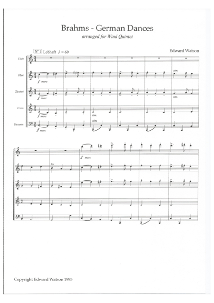 Brahms German Dances Brahms German Dances Woodwind Quintet scores gallery preview page 2