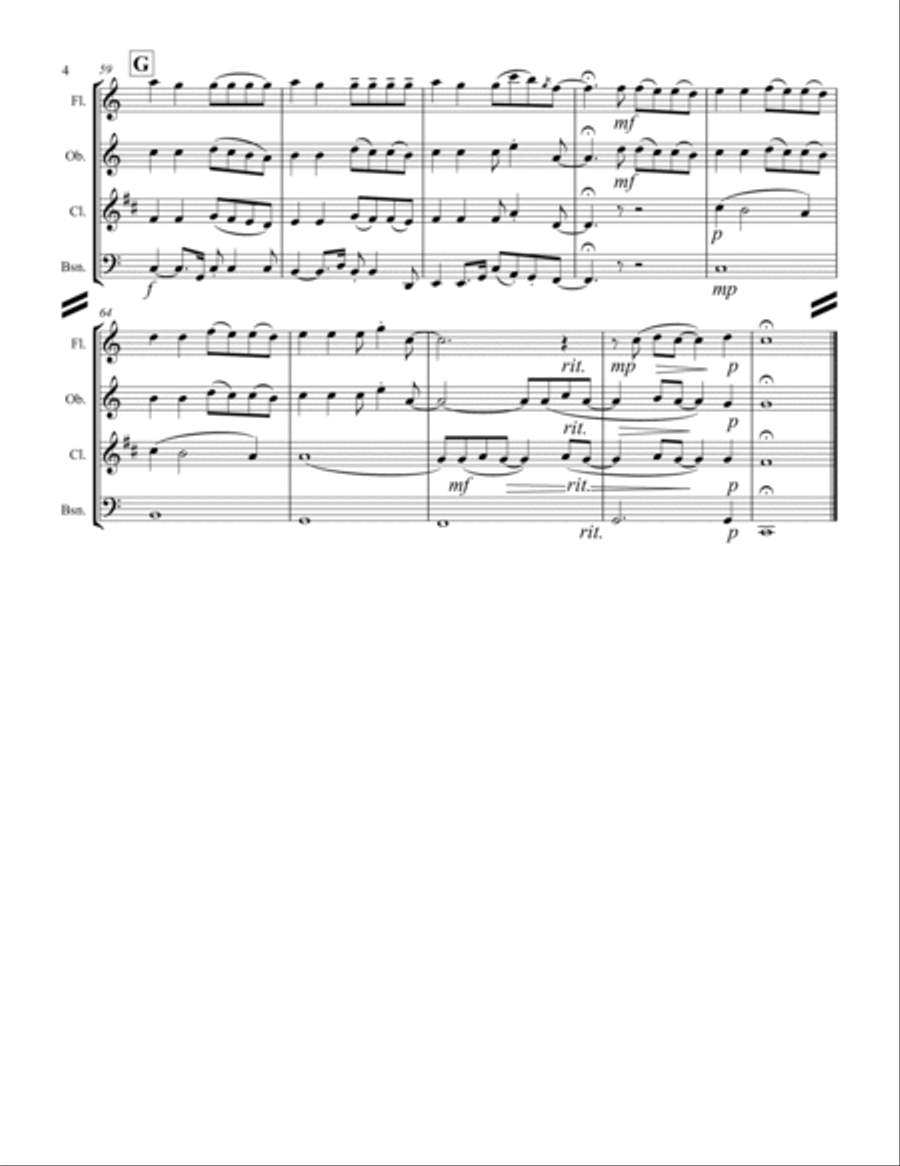 Here I Am To Worship Woodwind Quartet scores gallery preview page 5