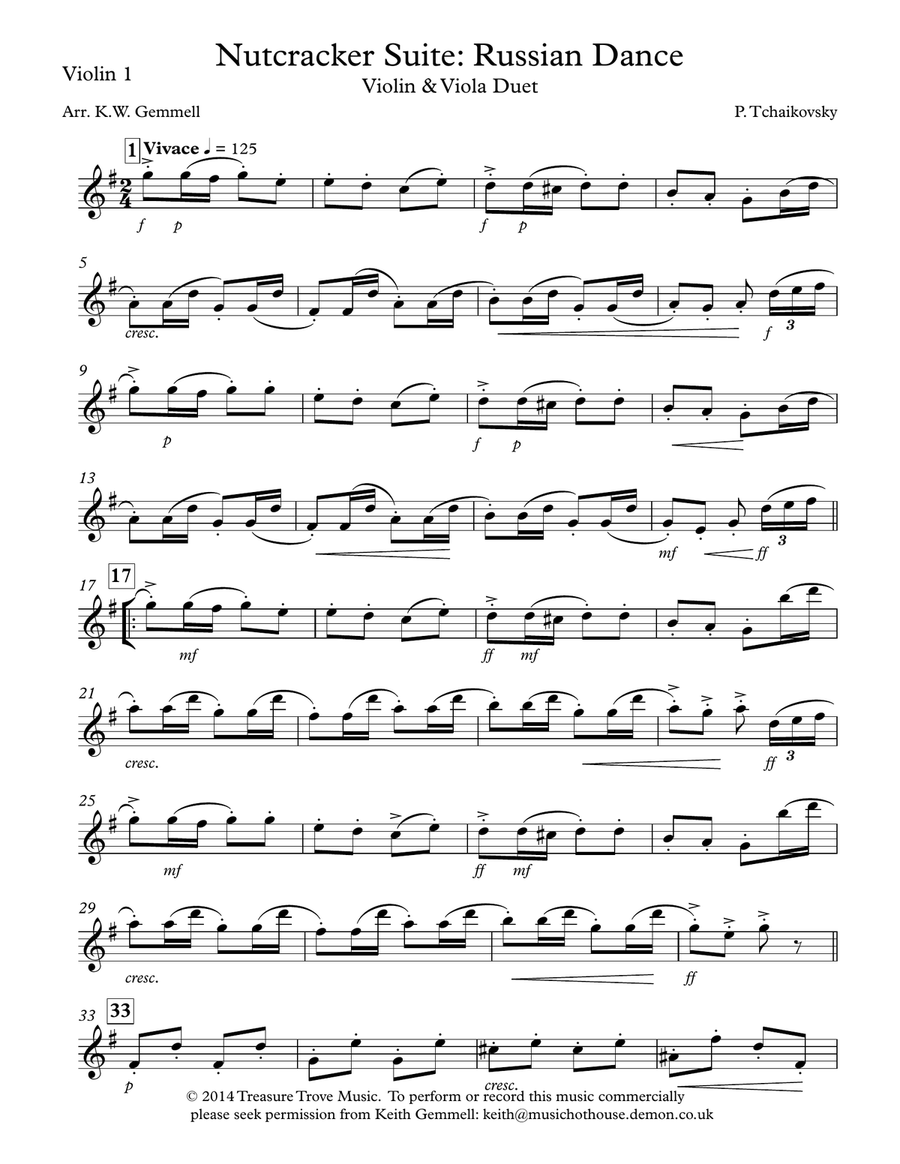 Nutcracker Suite: Russian Dance - Violin and Viola Duet String Orchestra scores gallery preview page 4