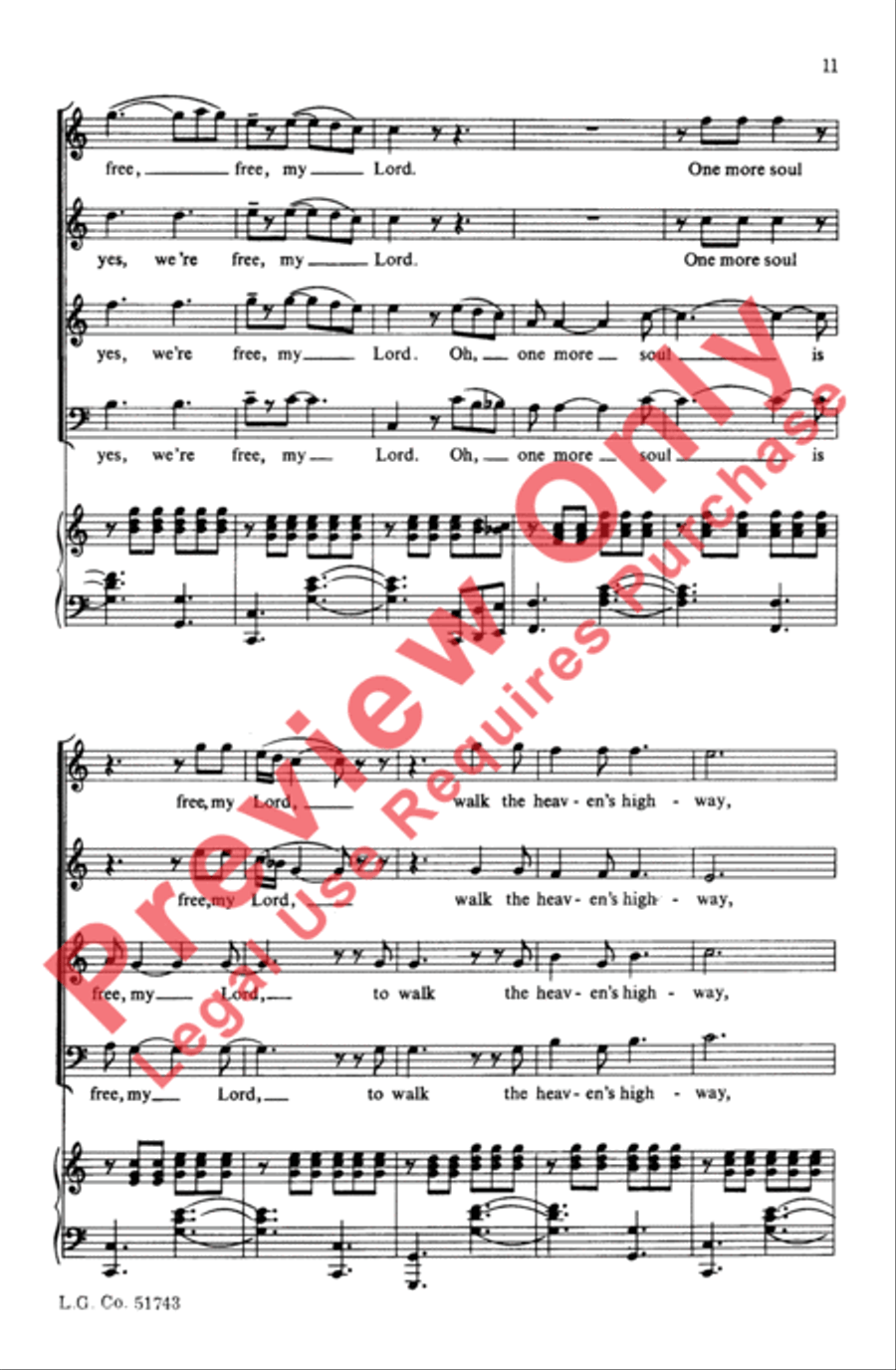 Free, My Lord, Free at Las' 4-Part scores gallery preview page 11