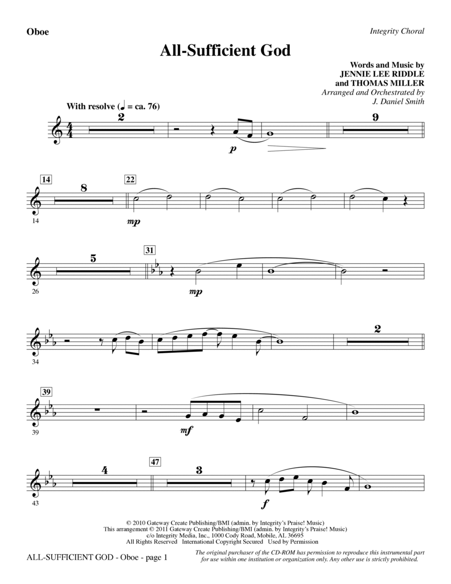 All-Sufficient God - Oboe Choir scores gallery preview page 1