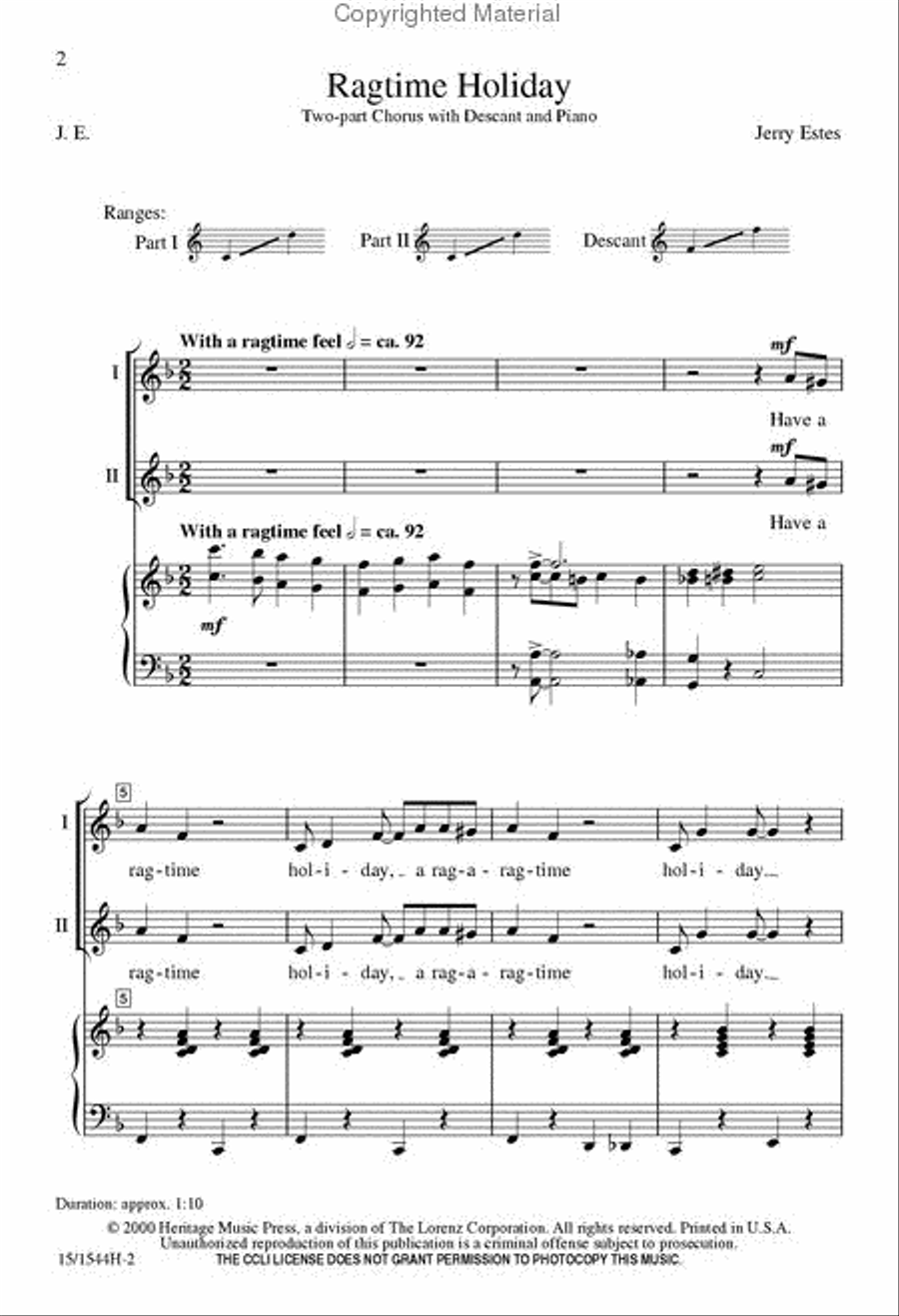Ragtime Holiday 2-Part scores gallery preview page 2