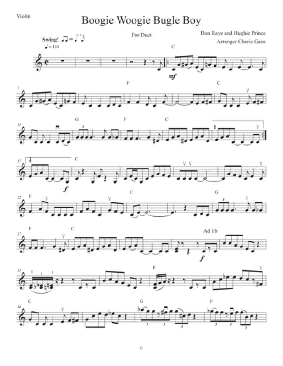 Boogie Woogie Bugle Boy Boogie Woogie Bugle Boy String Duet scores gallery preview page 1