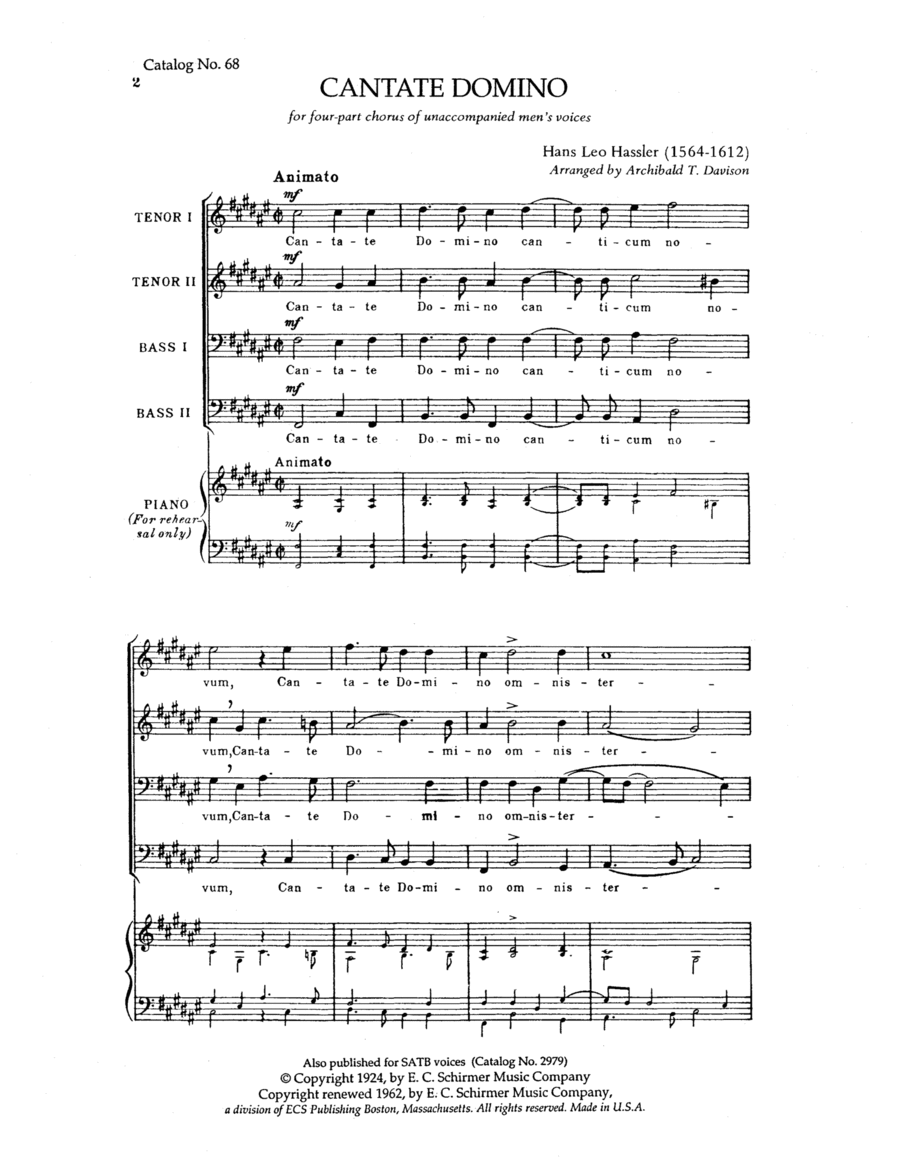 Cantate Domino (O Sing Unto the Lord) TTBB scores gallery preview page 1