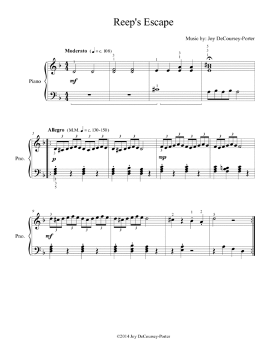 Reep's Escape Piano Solo scores gallery preview page 2