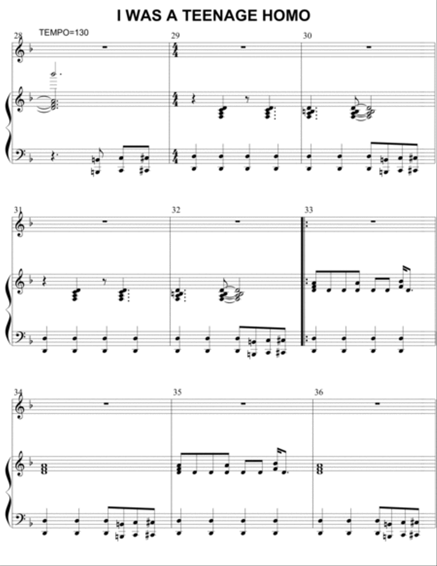 I Was A Teenage Homo Piano Solo scores gallery preview page 4