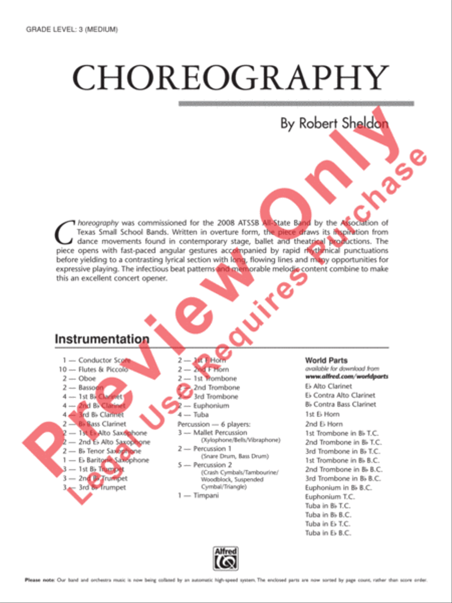 Choreography (score only) Concert Band scores gallery preview page 2
