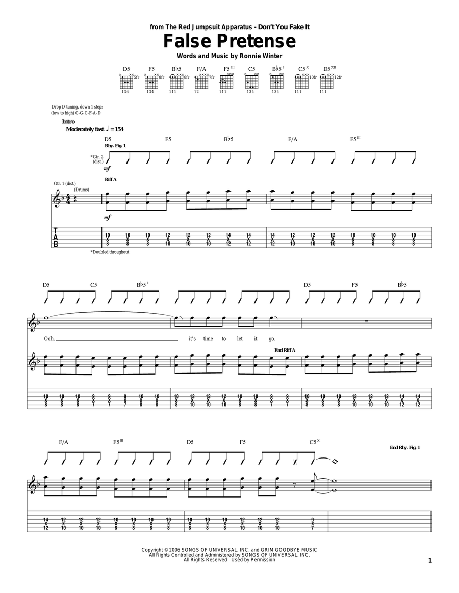 False Pretense Acoustic Guitar scores gallery preview page 1