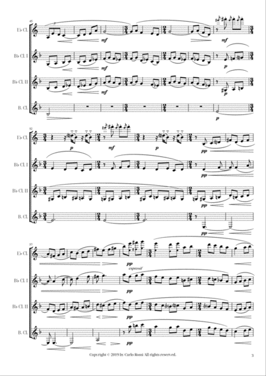 Ma Mère l'Oye - II. Petit Poucet for Clarinet Quartet Clarinet Quartet scores gallery preview page 3