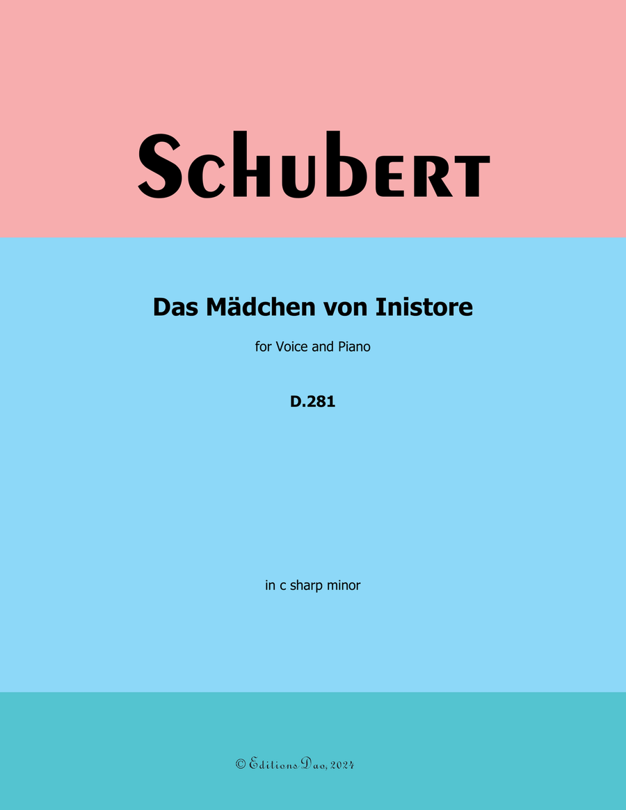 Das Madchen von Inistore, by Schubert, D.281, in c sharp minor Voice scores gallery preview page 1