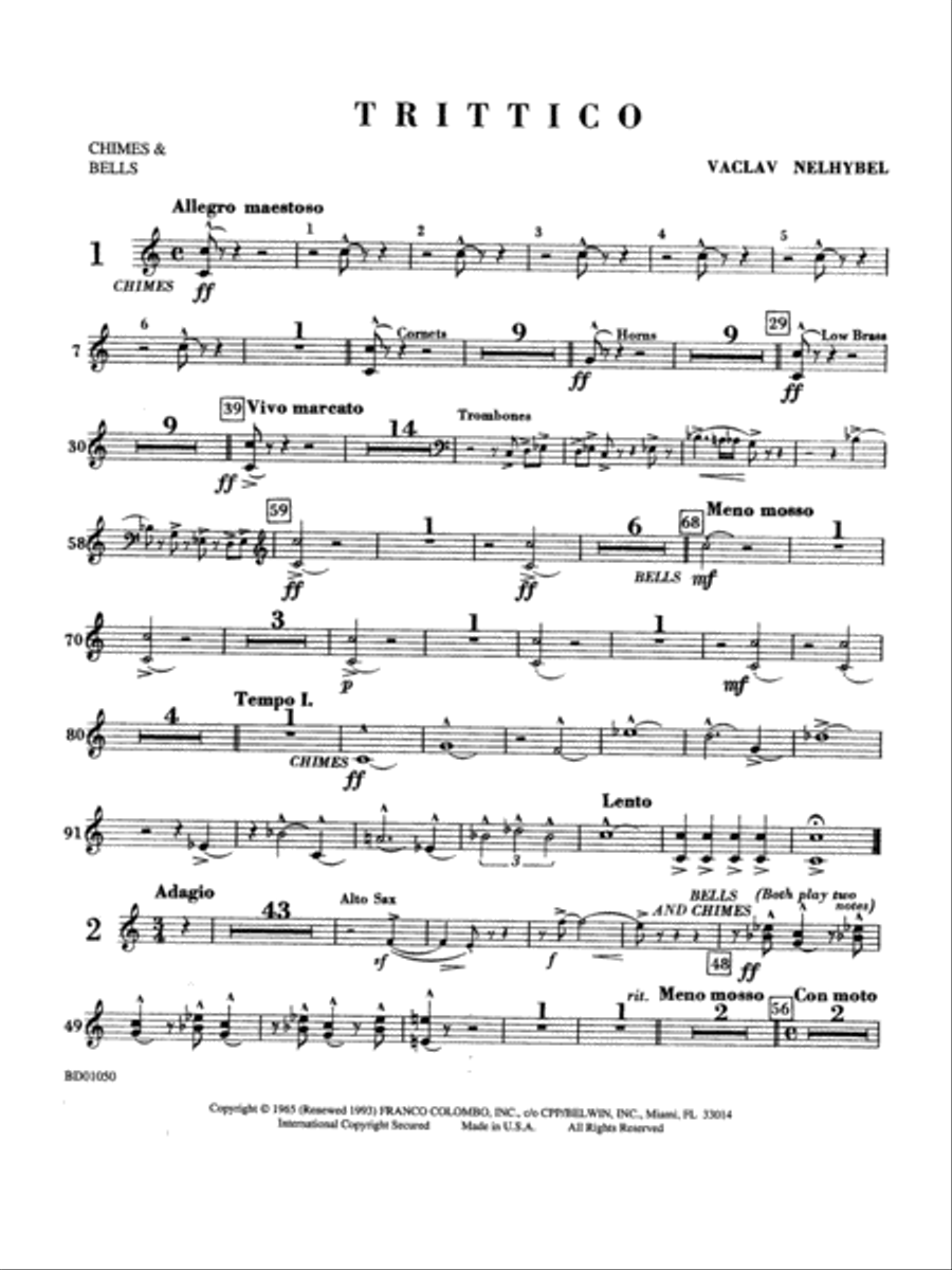 Trittico: Bells Trittico: Bells Concert Band scores gallery preview page 1
