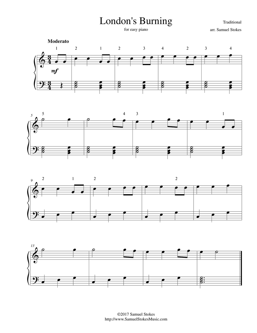 London's Burning - for easy piano Piano Method scores gallery preview page 1