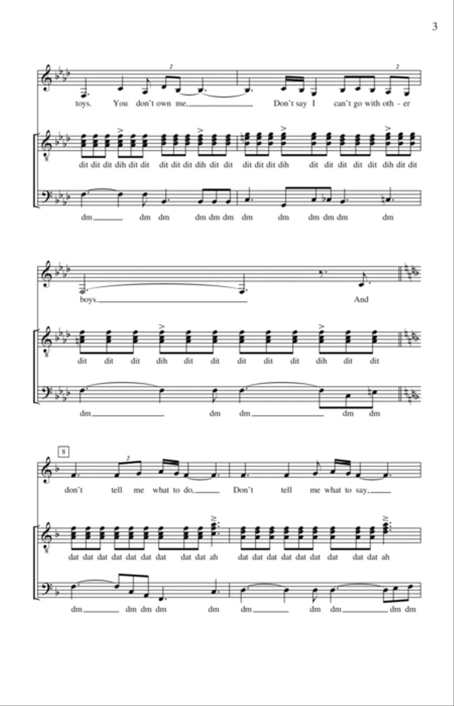 You Don't Own Me (arr. Deke Sharon) 4-Part scores gallery preview page 2