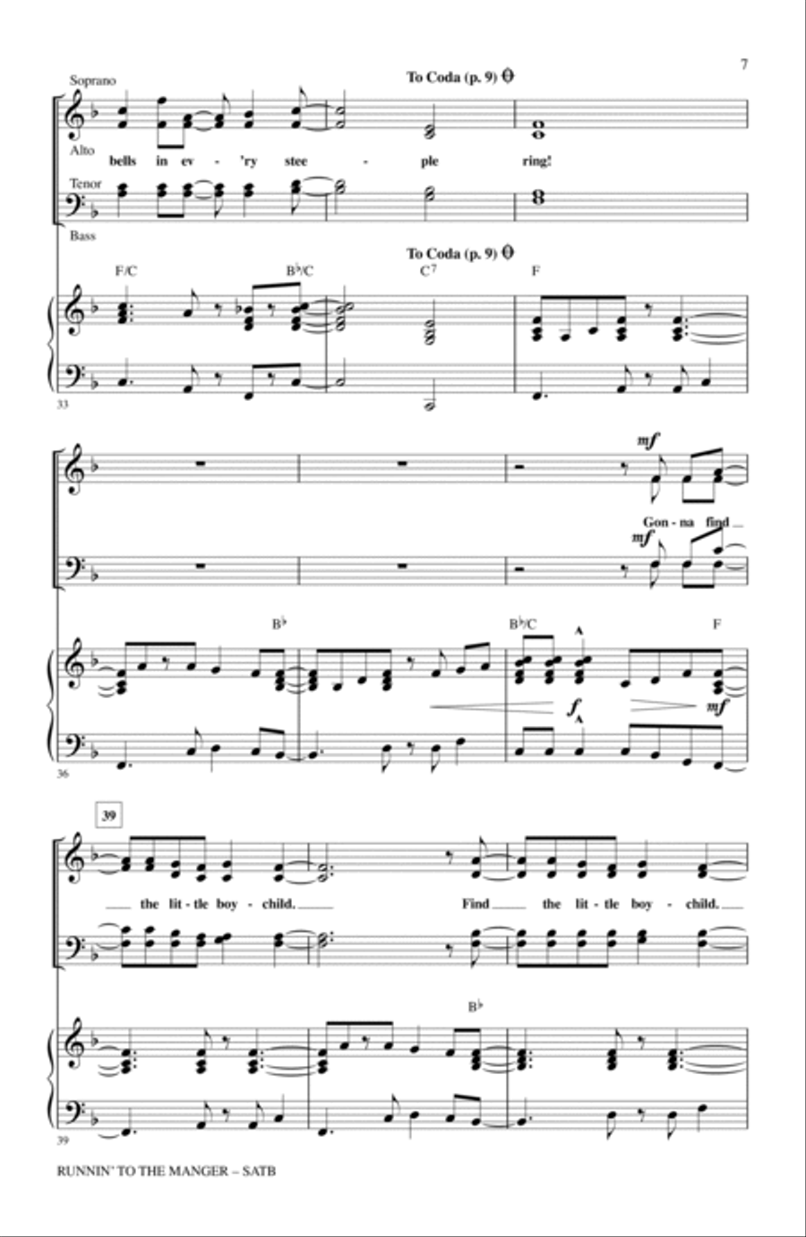 Runnin' To The Manger (Hear The Angels Sing) 4-Part scores gallery preview page 5