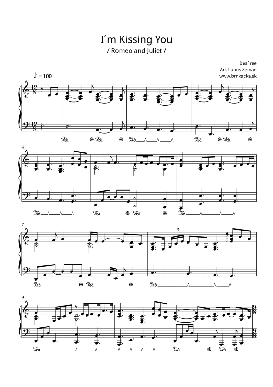 Kissing You Piano Solo scores gallery preview page 1