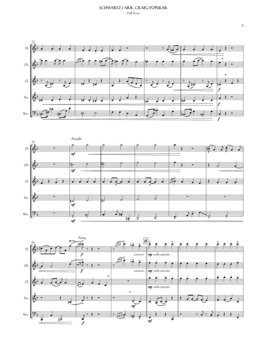 Popular Woodwind Quintet scores gallery preview page 6