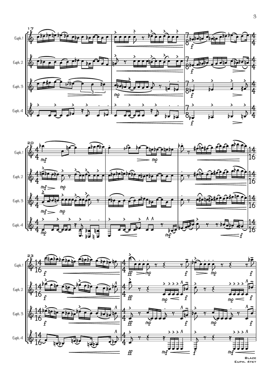 BLAZE - for euphonium quartet Euphonium Quartet scores gallery preview page 5