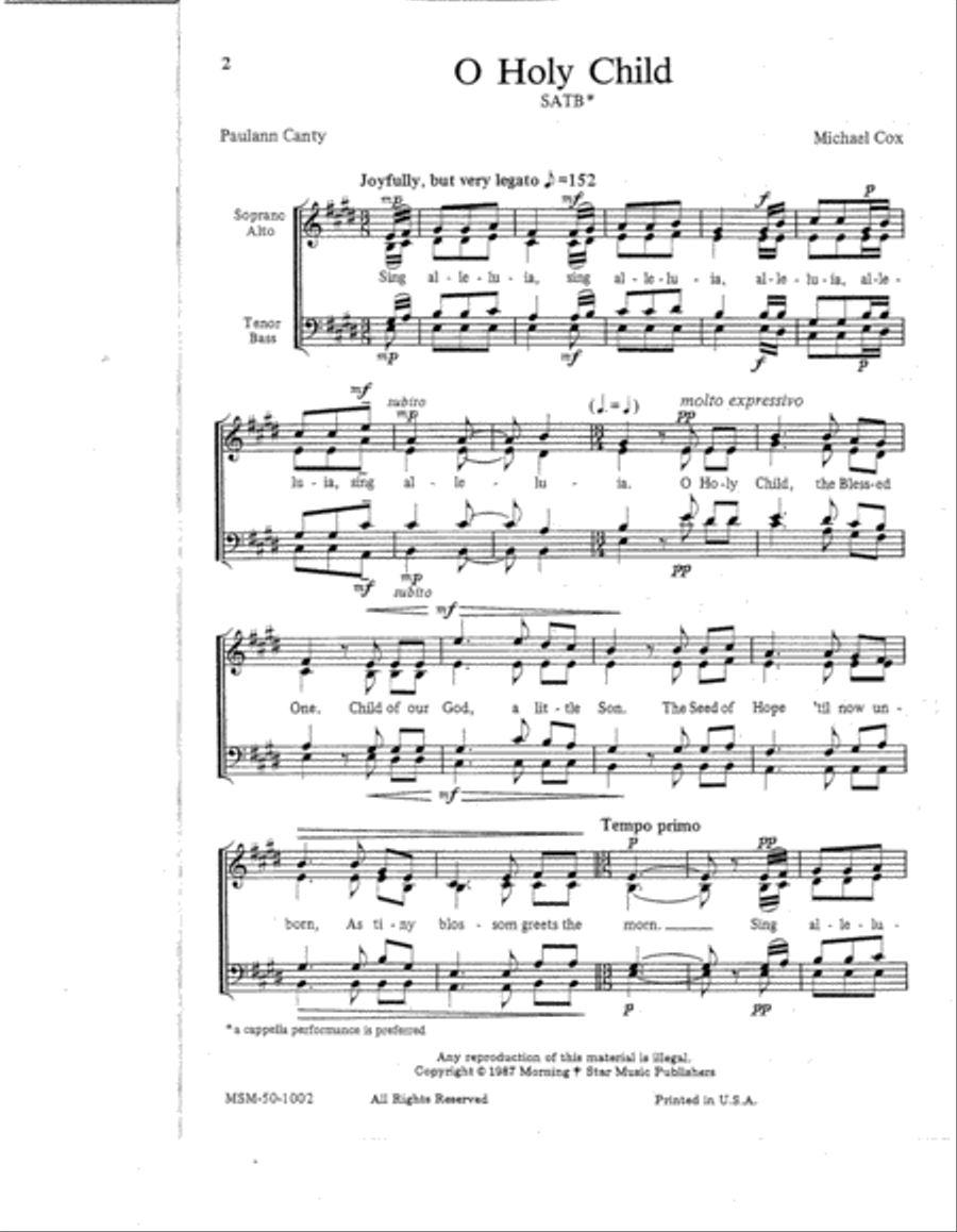 O Holy Child O Holy Child 4-Part scores gallery preview page 2