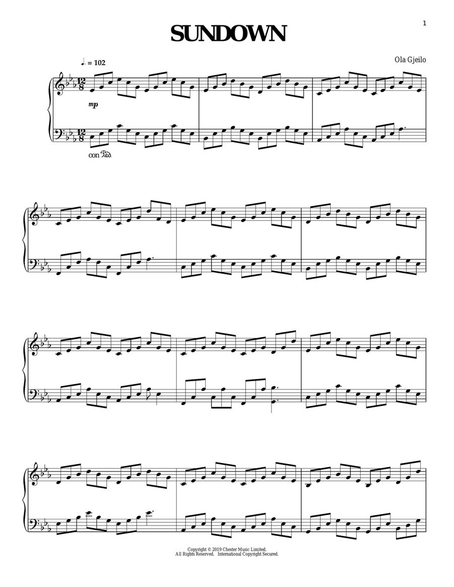 Sundown Piano Solo scores gallery preview page 1