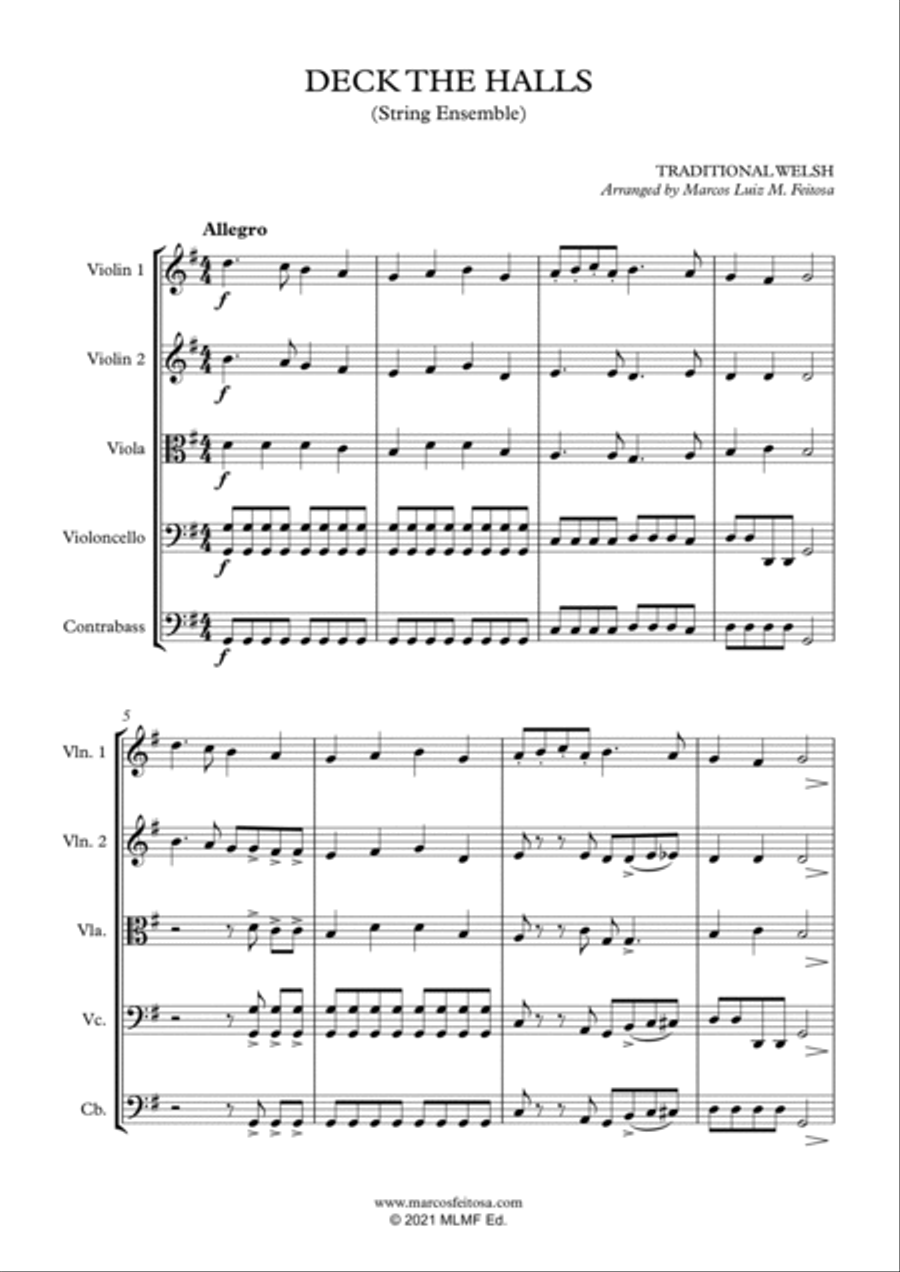 Deck The Halls - String Ensemble Cello scores gallery preview page 3