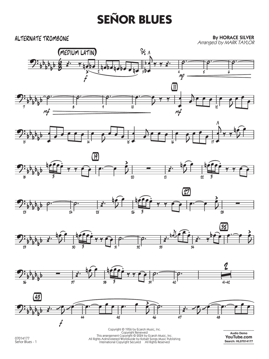 Señor Blues (arr. Mark Taylor) - Alternate Trombone Jazz Ensemble scores gallery preview page 1