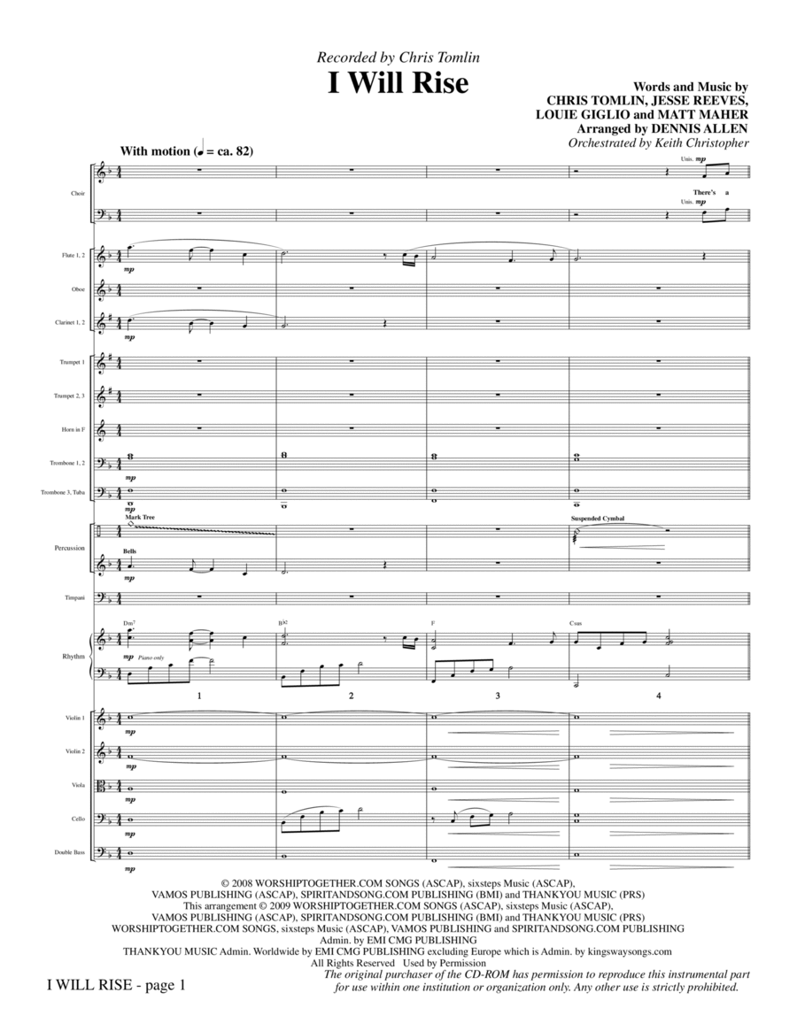 I Will Rise - Full Score Choir scores gallery preview page 1