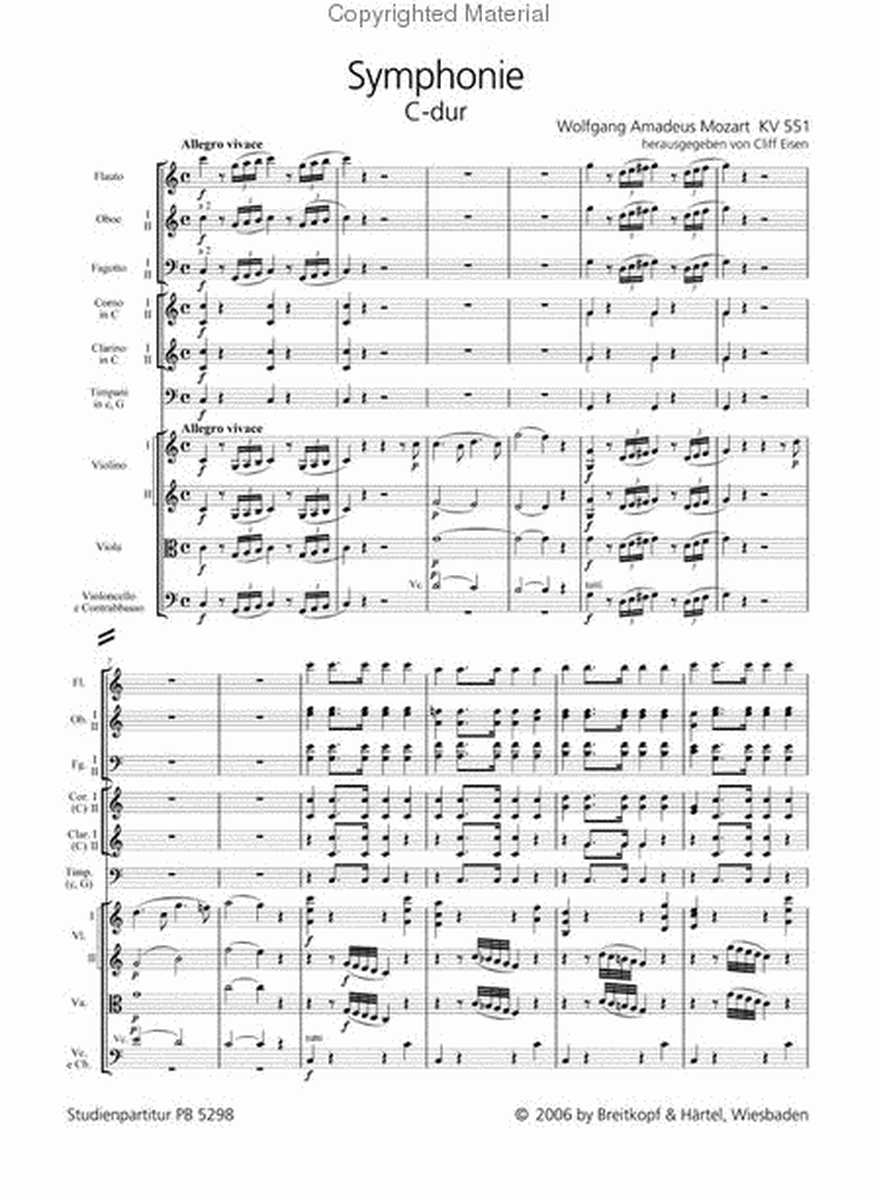 Symphony [No. 41] in C major K. 551