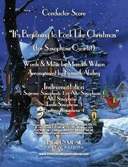 It's Beginning To Look Like Christmas by Meredith Willson Saxophone Quartet - Digital Sheet Music