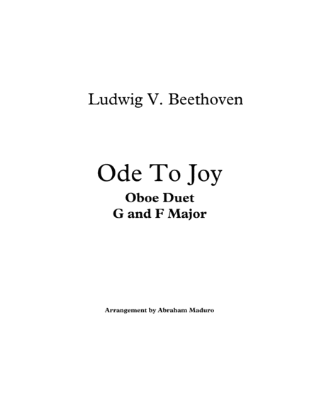 Beethoven`s Ode to Joy Oboe Duet-Two Tonalities Included image number null
