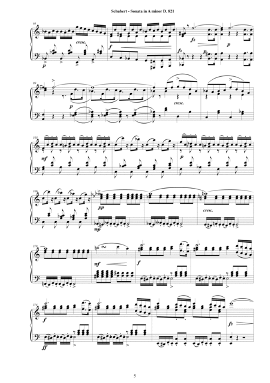 Schubert F - Arpeggione Sonata in A minor D.821 - Piano version Piano Solo scores gallery preview page 5