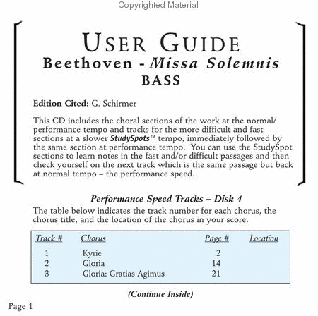 Missa Solemnis (CD only - no sheet music)