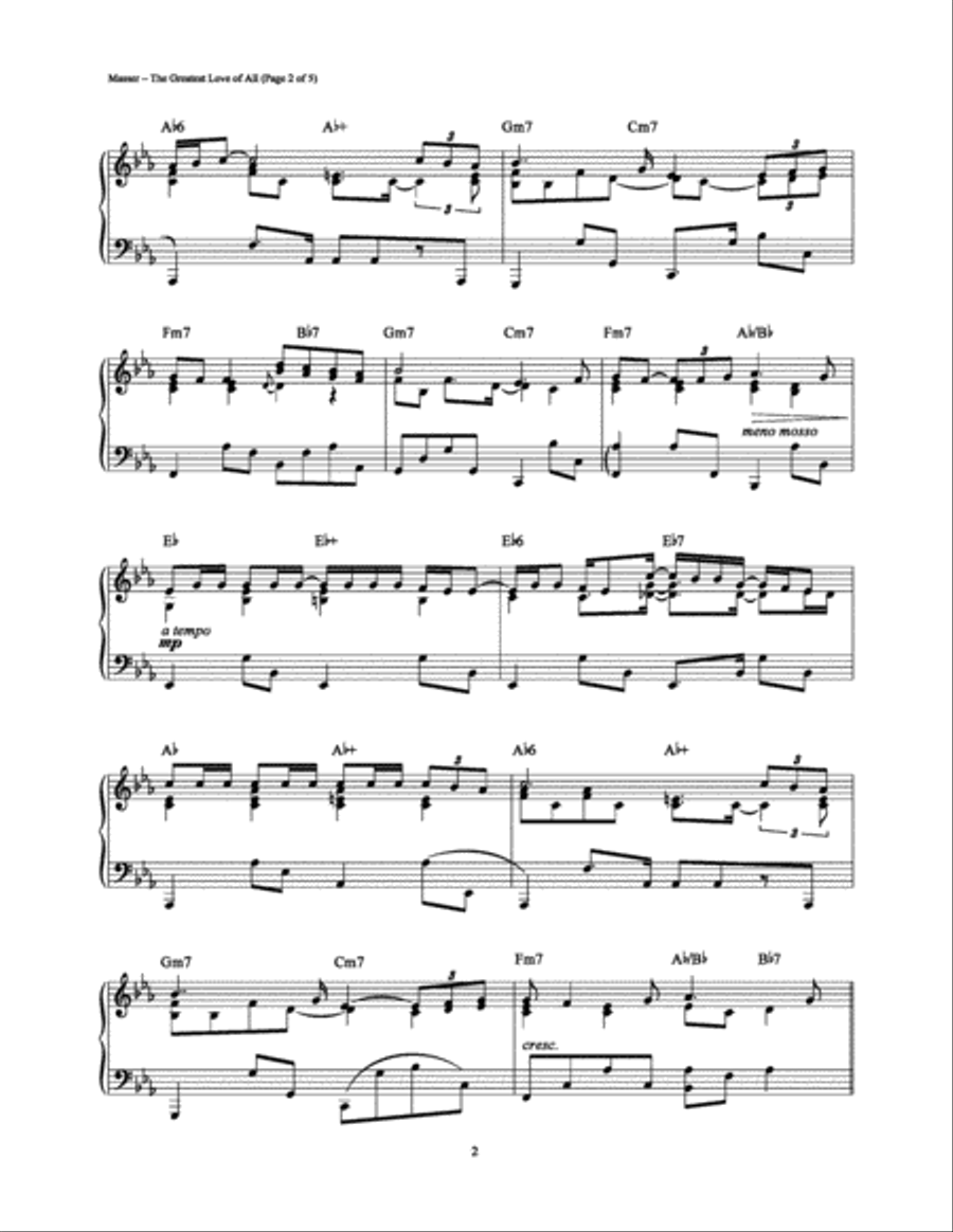 The Greatest Love of All The Greatest Love of All Piano Solo scores gallery preview page 2