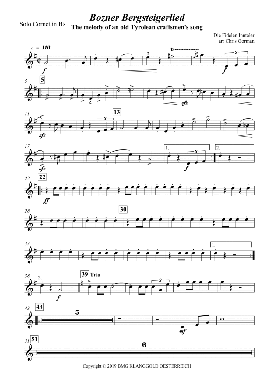 Bozner Bergsteigerlied Brass Band scores gallery preview page 1