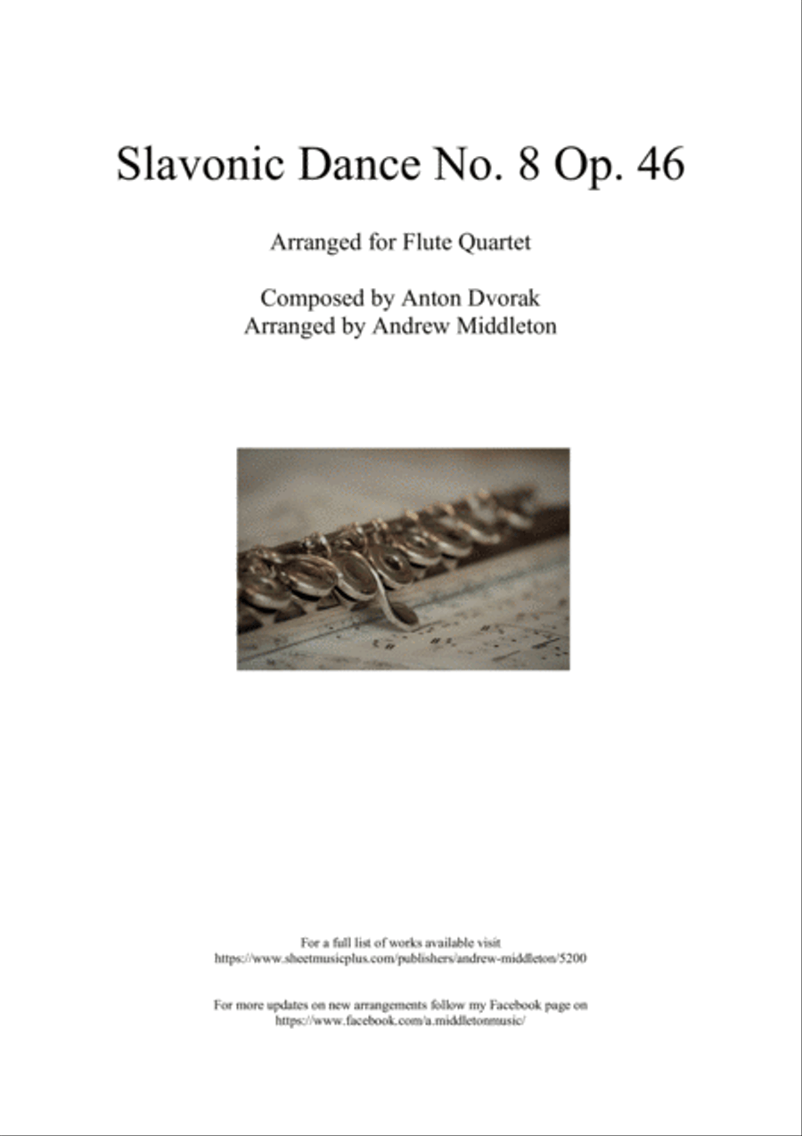 Slavonic Dance No. 8 in G Minor arranged for Flute Quartet Flute Quartet scores gallery preview page 1
