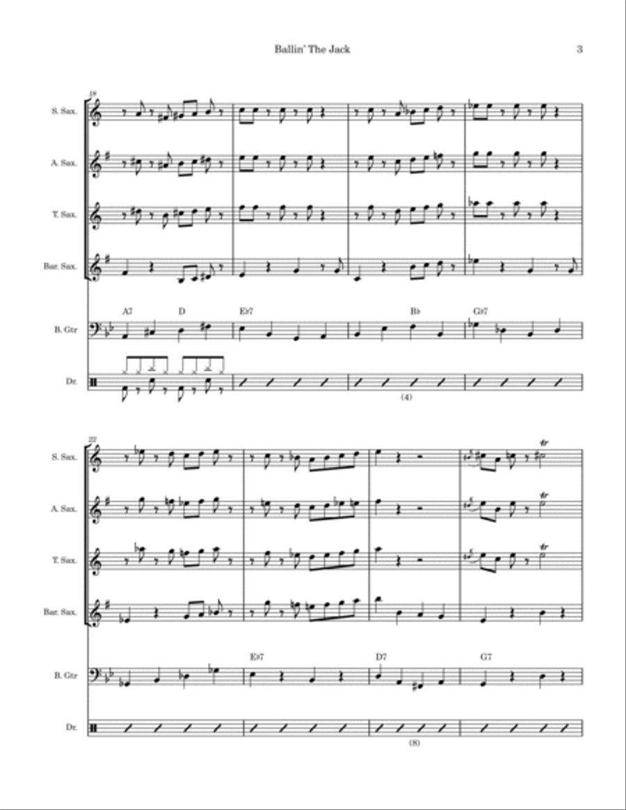 Ballin' The Jack Saxophone Quartet scores gallery preview page 3