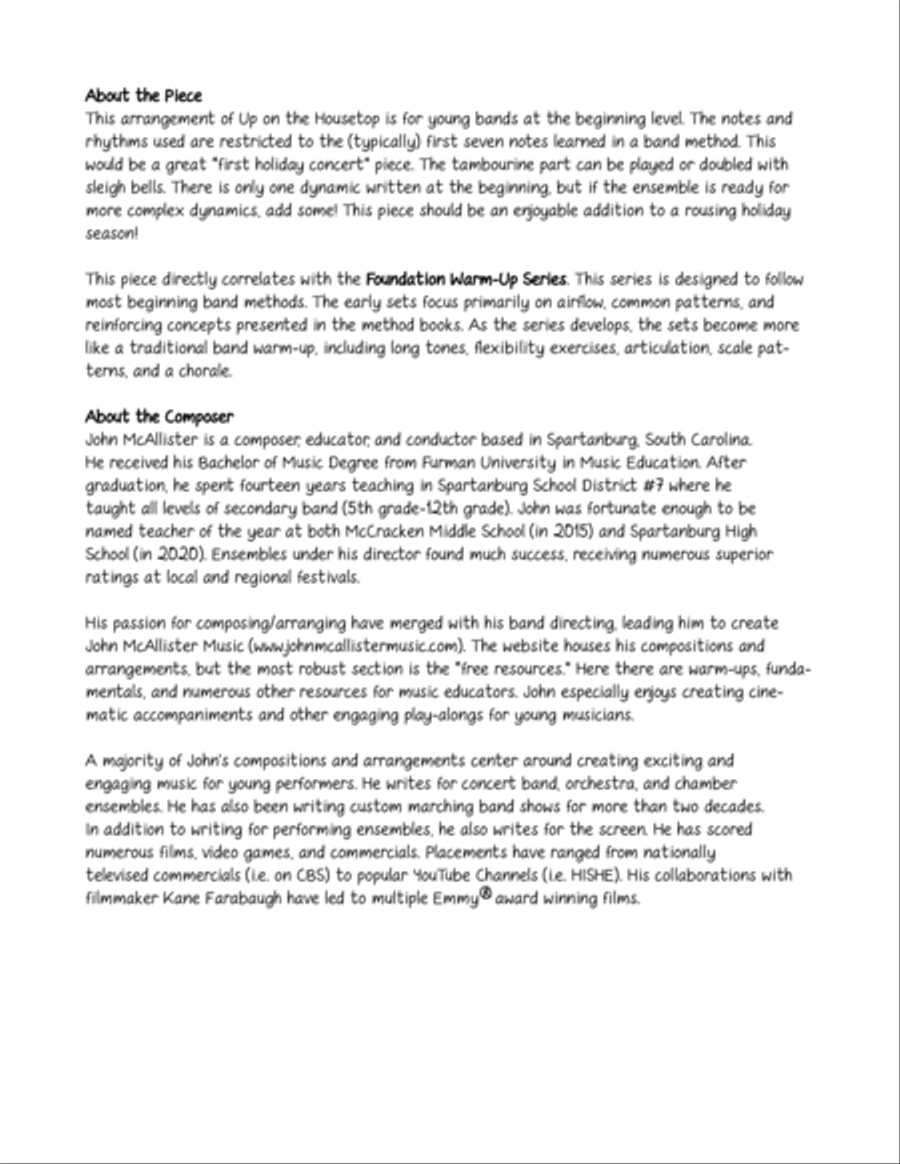 Up on the Housetop - beginning/young band Concert Band scores gallery preview page 2