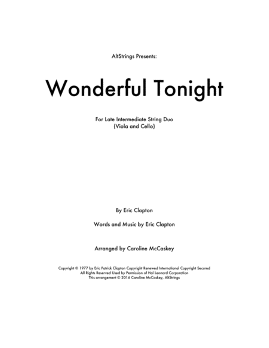 Wonderful Tonight String Duet scores gallery preview page 1