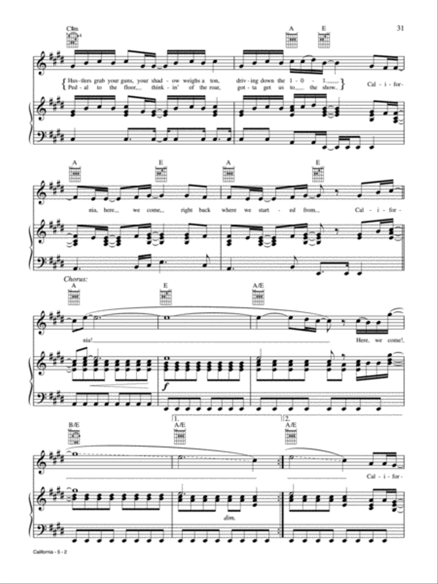 California California Piano, Vocal, Guitar scores gallery preview page 2