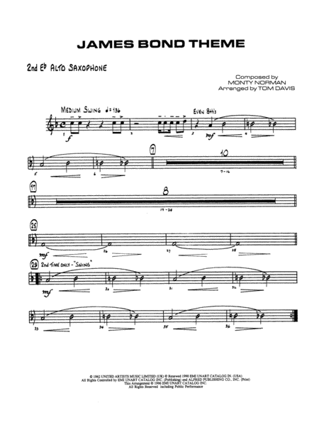 James Bond Theme: 2nd E-flat Alto Saxophone