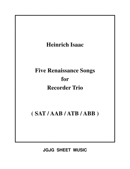 Five Renaissance Songs for Recorder Trio image number null