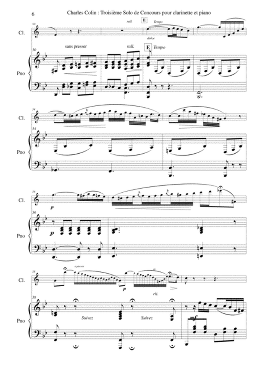 Charles Colin: Solo de Concours no 3, Opus 40 arranged for Bb clarinet and piano