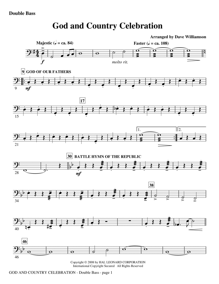 God And Country Celebration (Medley) - Alto Sax (Horn sub) Choir scores gallery preview page 1