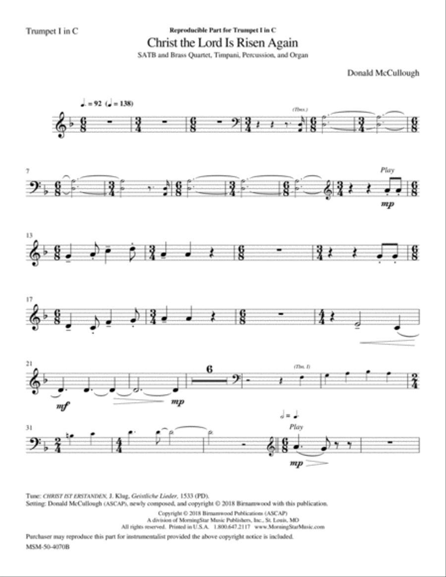 Christ the Lord Is Risen Again Choir scores gallery preview page 1