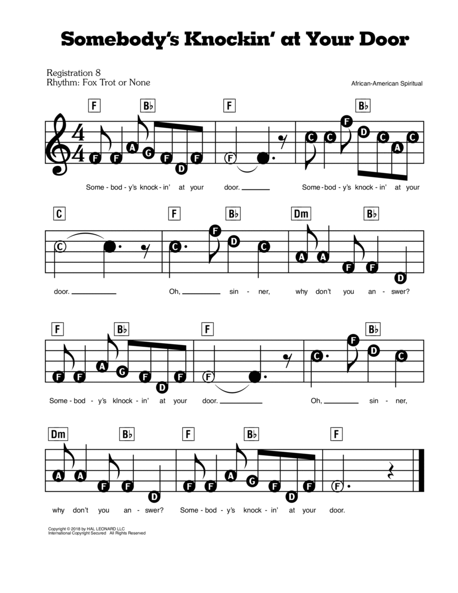 Somebody's Knockin' At Your Door Electronic Keyboard scores gallery preview page 1