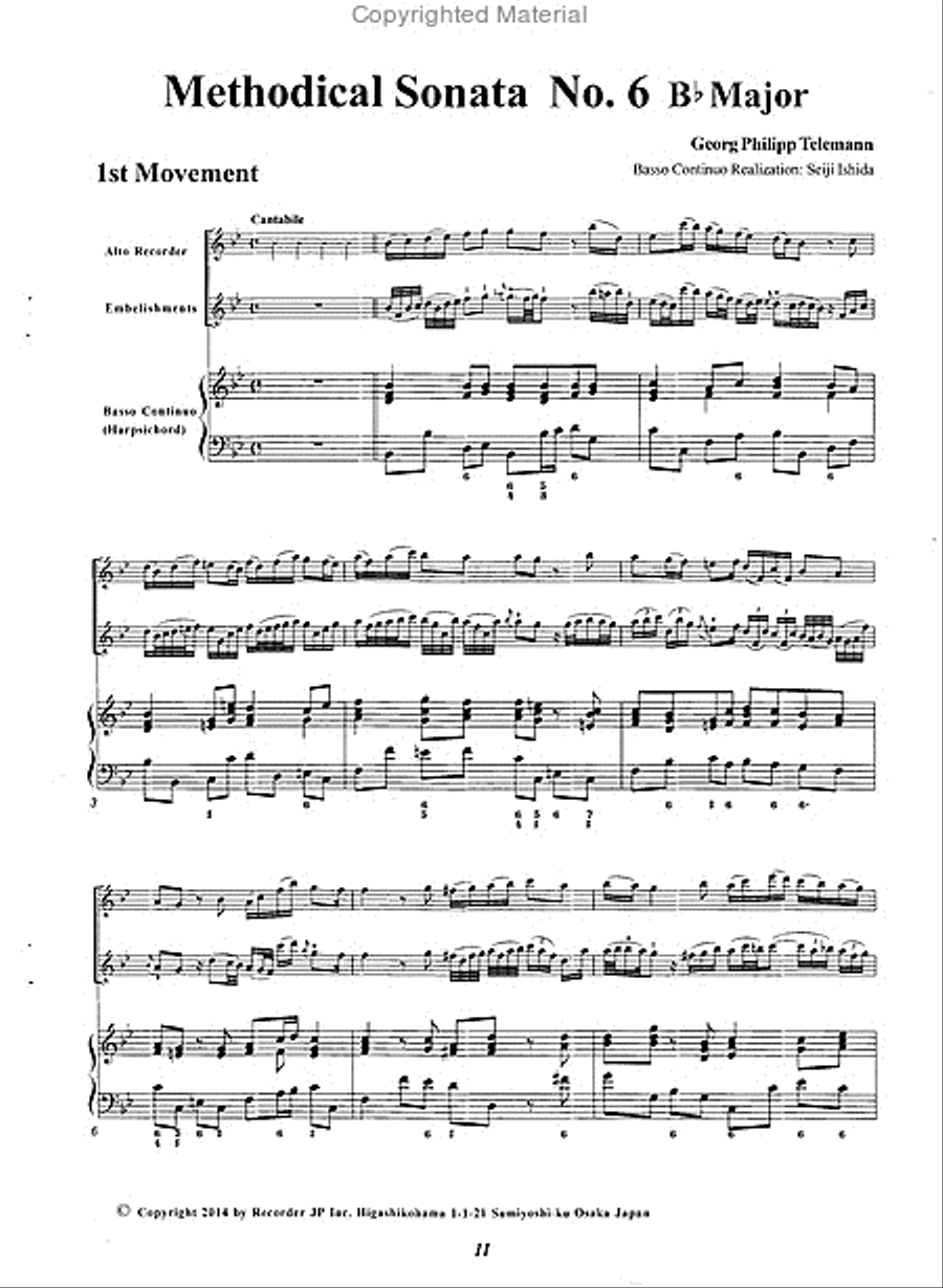 Methodical Sonata No. 6 B-flat minor Alto Recorder scores gallery preview page 3
