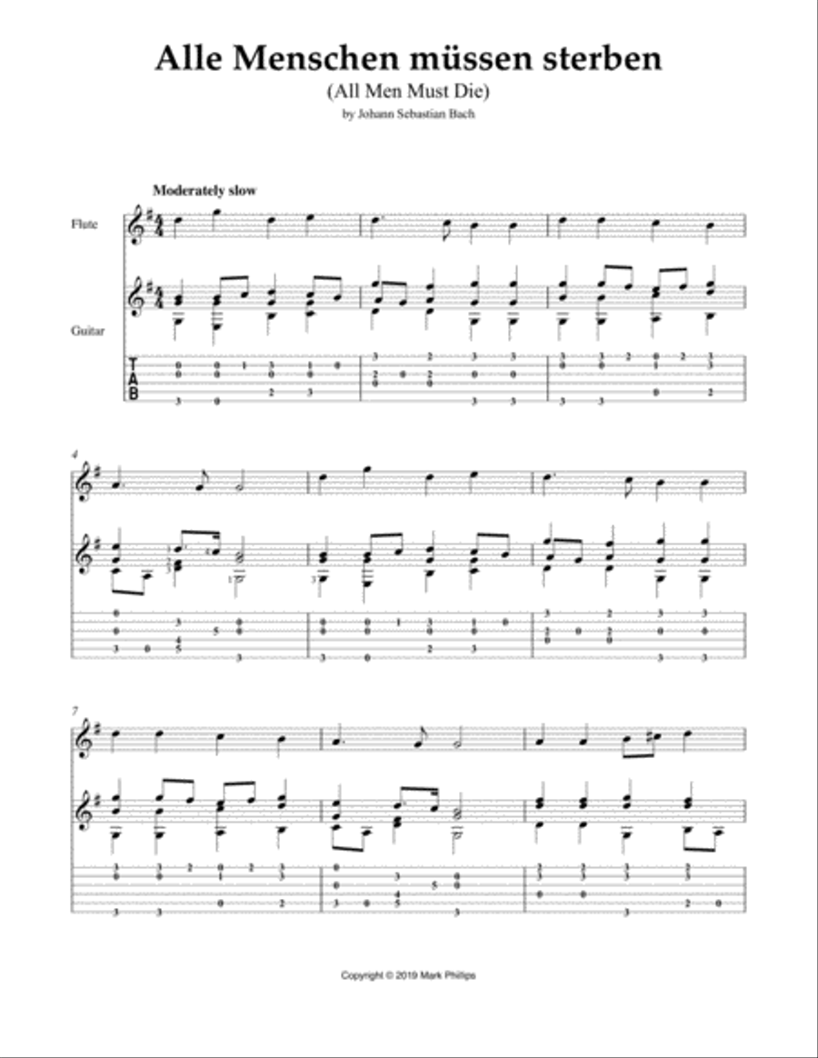 Alle Menschen müssen sterben (All Men Must Die) Flute scores gallery preview page 1