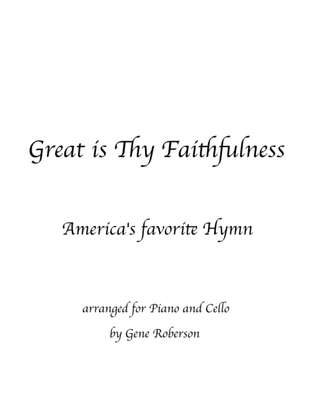 Great is Thy Faithfulness Piano with Cello Solo (or synth)