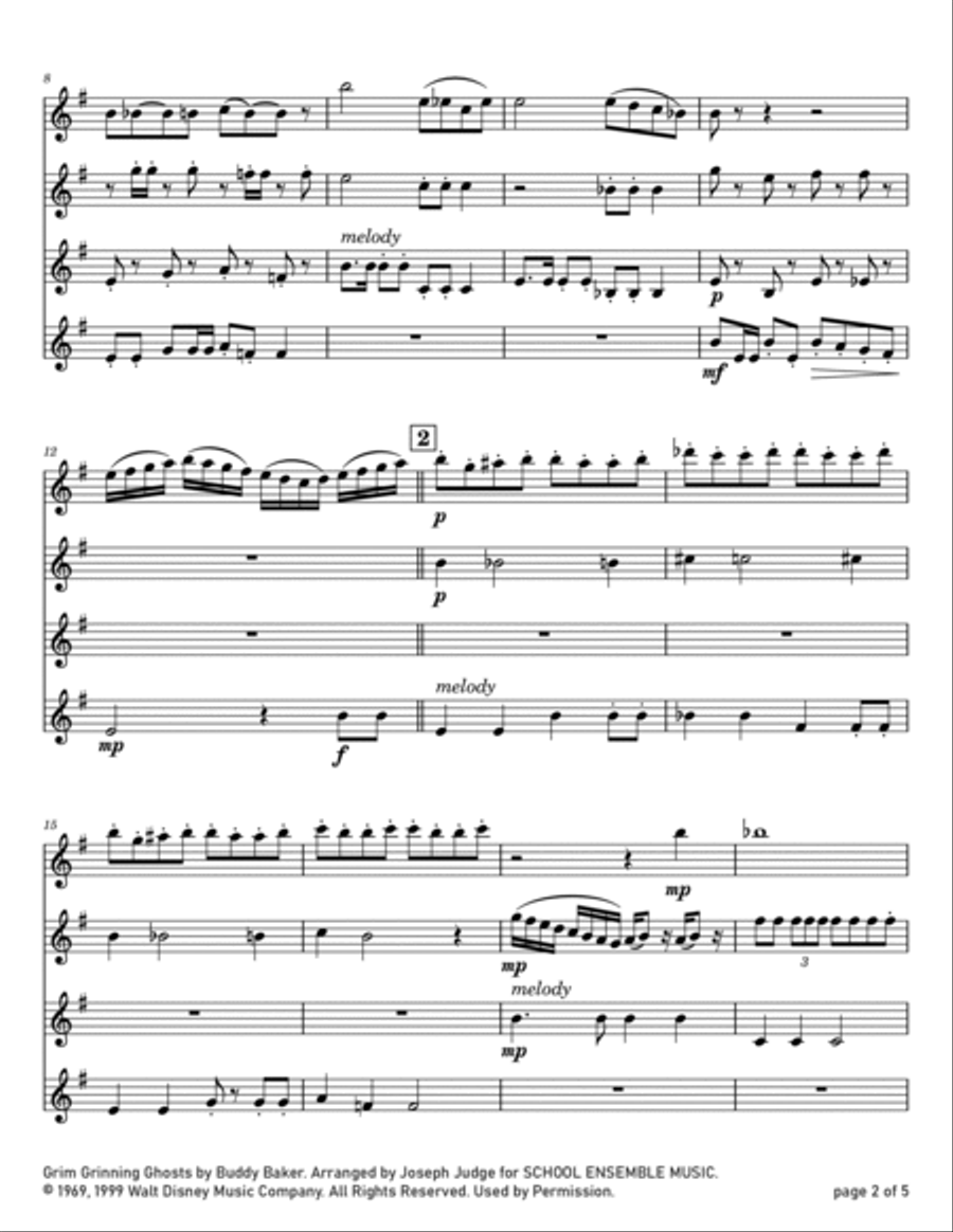 Grim Grinning Ghosts Clarinet Quartet scores gallery preview page 2