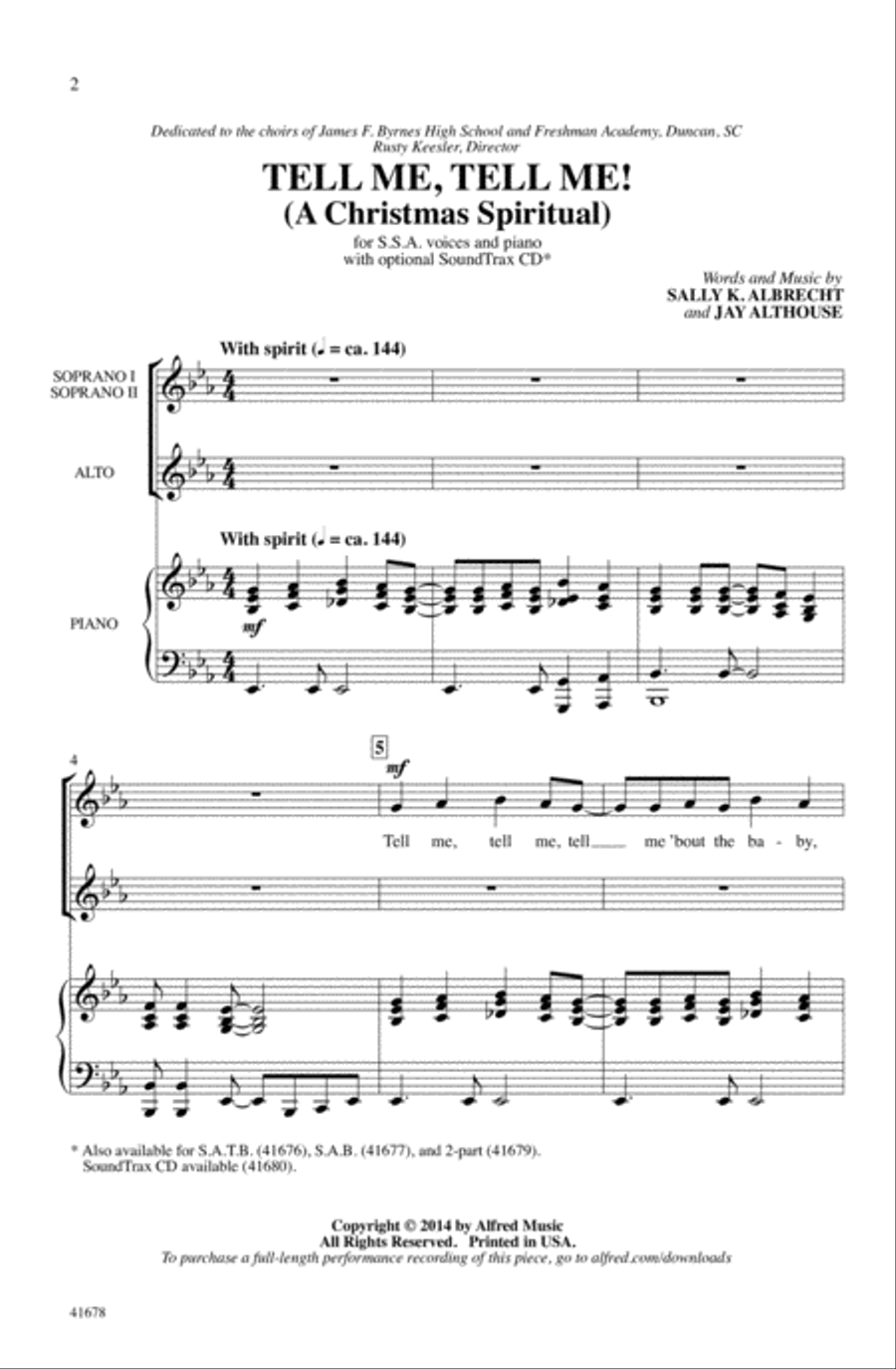 Tell Me, Tell Me! Choir scores gallery preview page 1