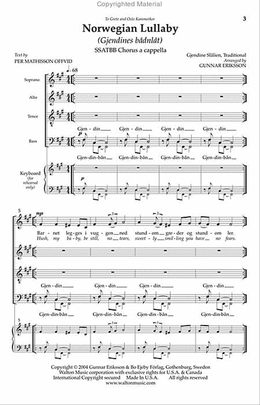 Norwegian Lullaby 4-Part scores gallery preview page 2